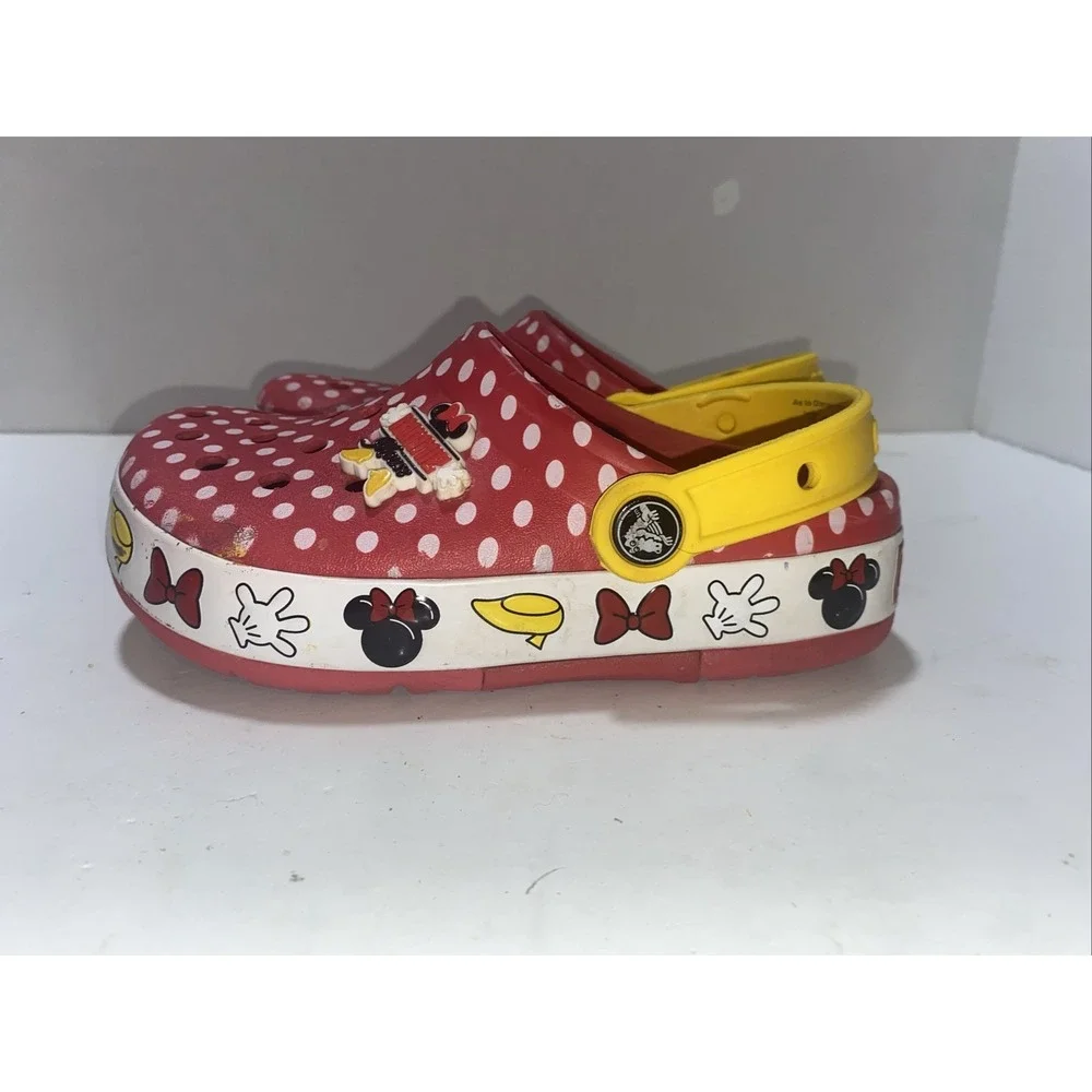 Crocs Disney Parks Minnie Mouse Kids Crocband Red Clogs Junior Size 1